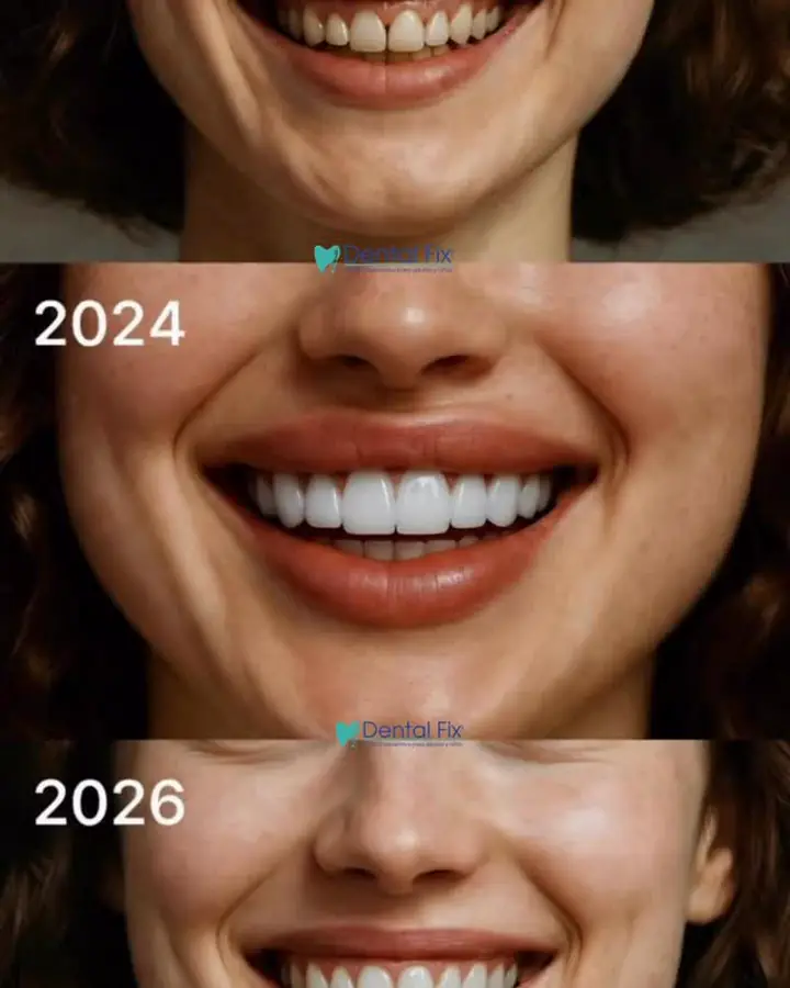 Comparación de una misma sonrisa en 2024 y en 2026