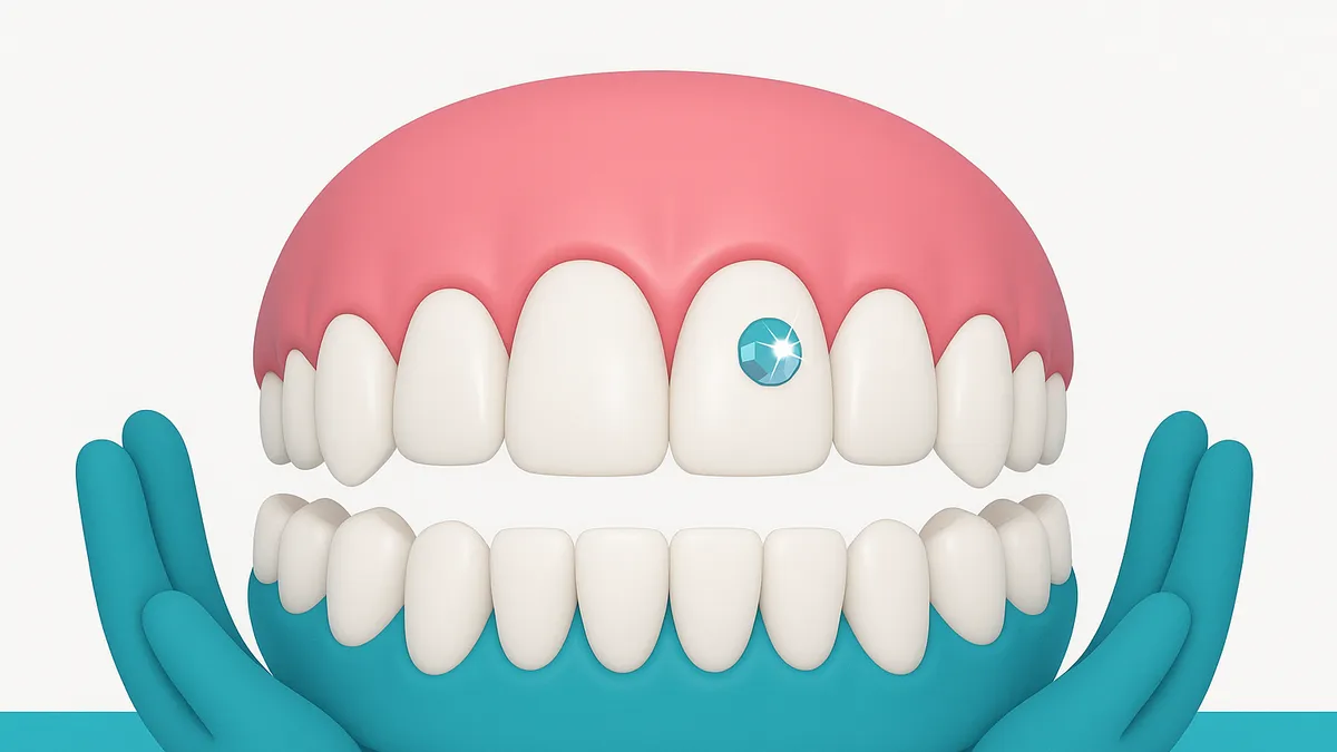 cómo se ve una gema dental colocada en el diente