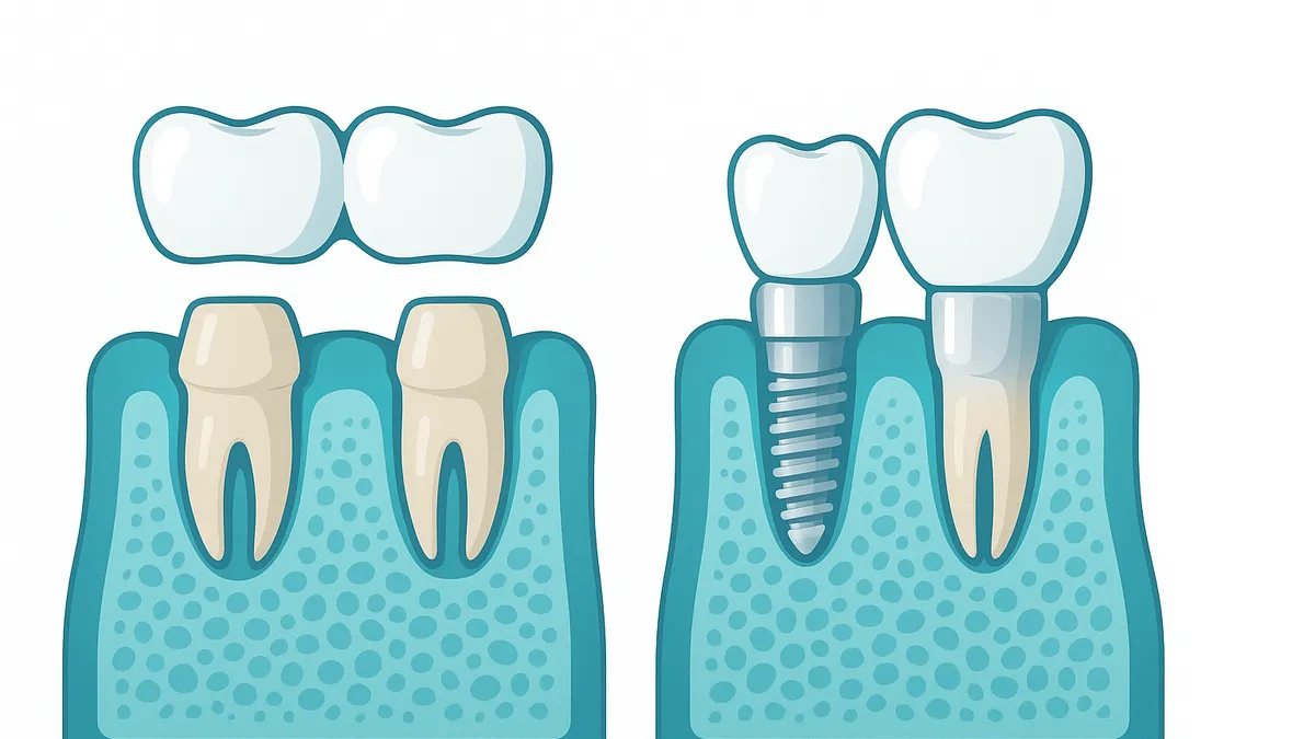 implante dental frente a puente fijo: comparación
