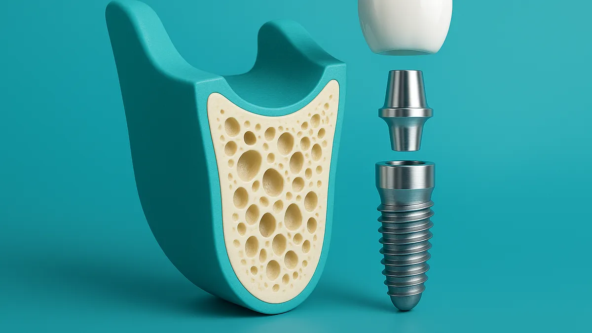 partes de un implante dental: poste, pilar y corona