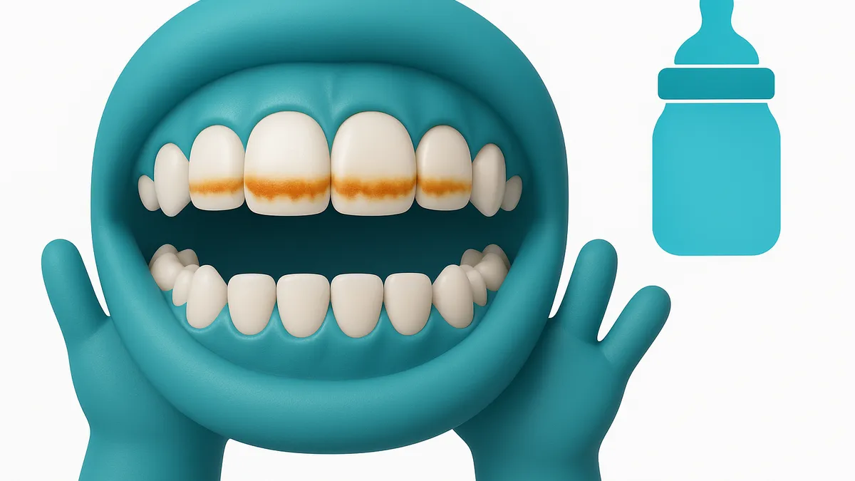 caries de biberón en los incisivos superiores del niño