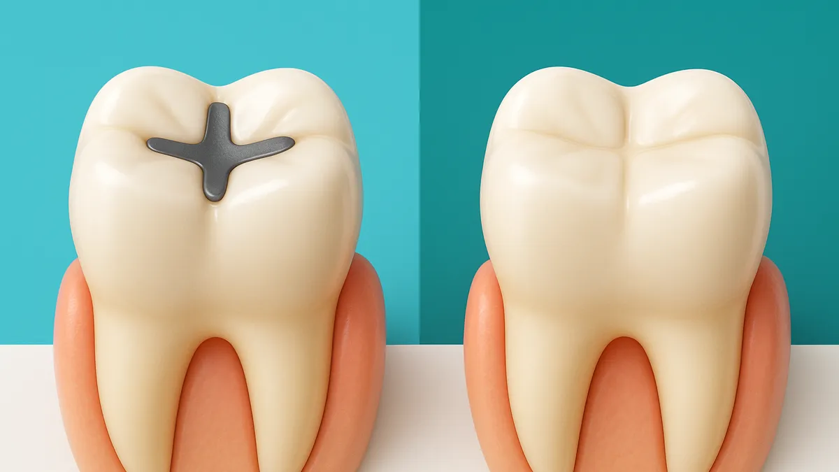 comparación entre resina dental y amalgama de metal