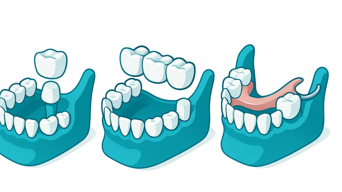 diferencia entre corona, puente y prótesis dental removible