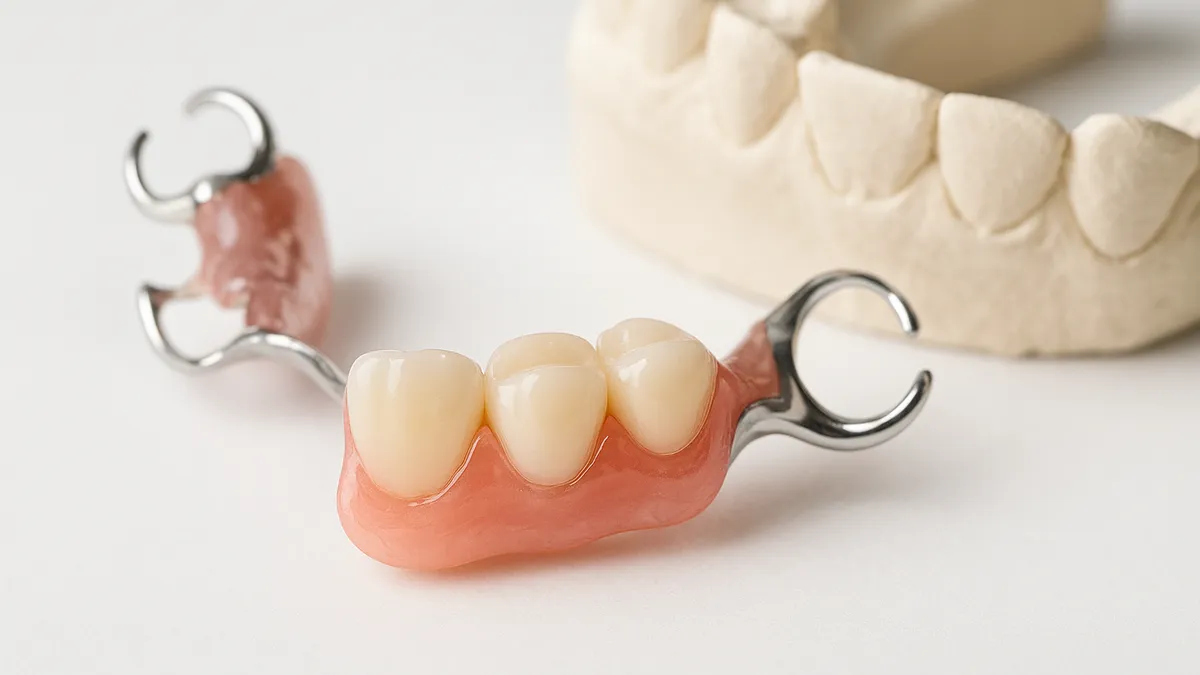 prótesis dental removible parcial con ganchos metálicos